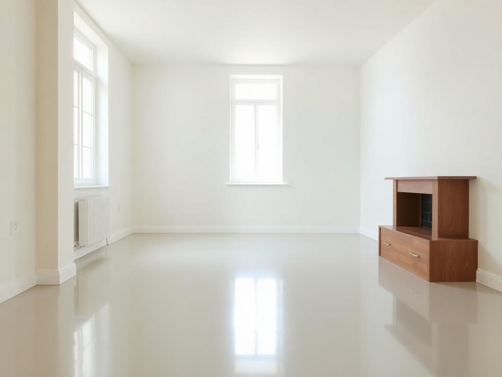 Same apartment living room fully emptied and cleaned, ready to re-let